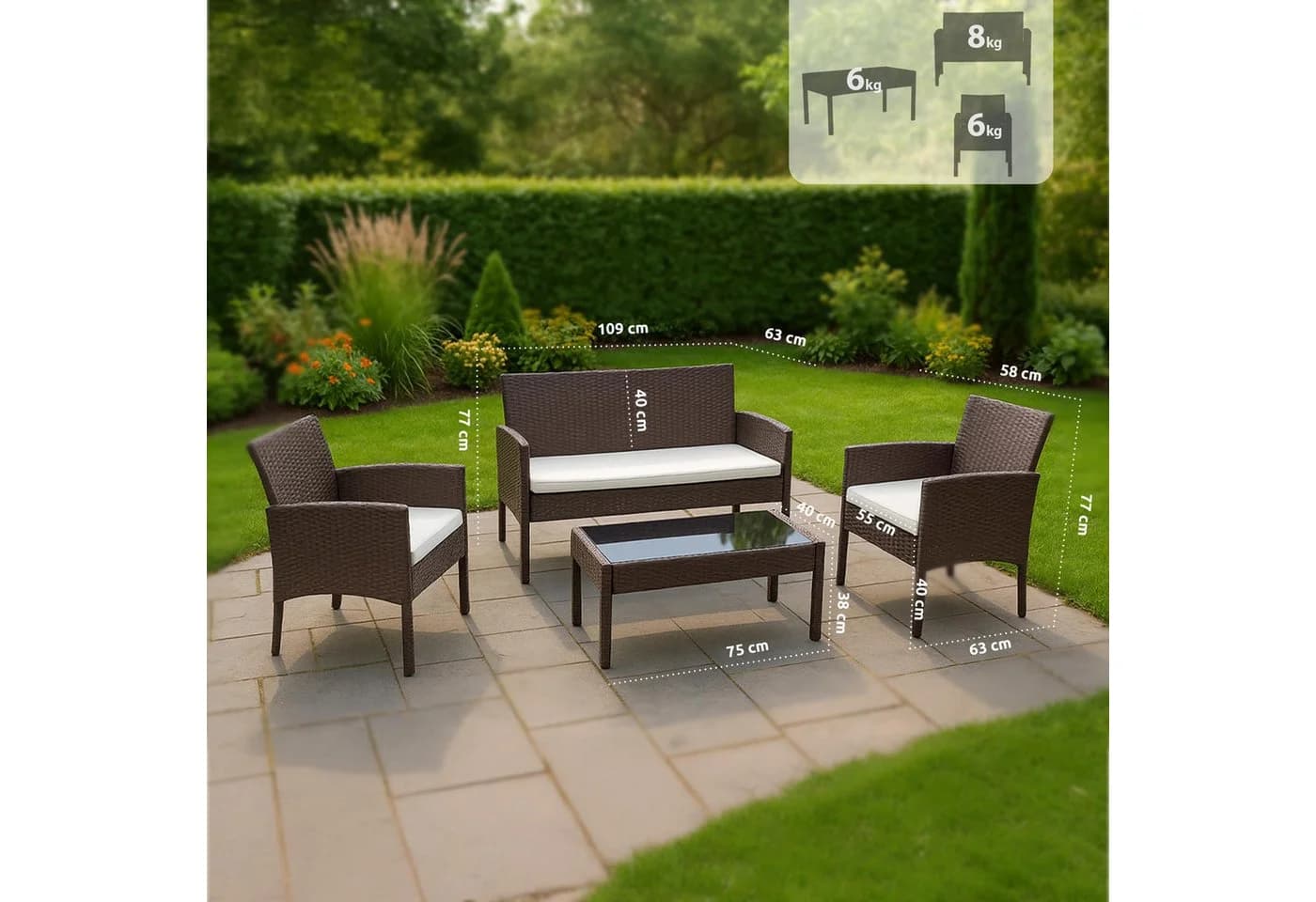 CLP Polyrattan Sitzgruppe Ramunda Lounge-Set Outdoor Wetterfest PE-Rattan - Bild 2