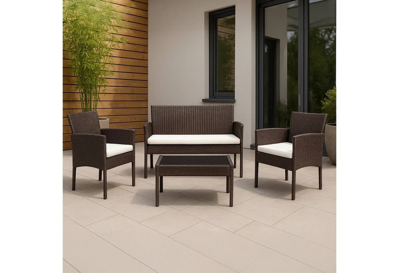 CLP Polyrattan Sitzgruppe Ramunda Lounge-Set Outdoor Wetterfest PE-Rattan - Bild 4