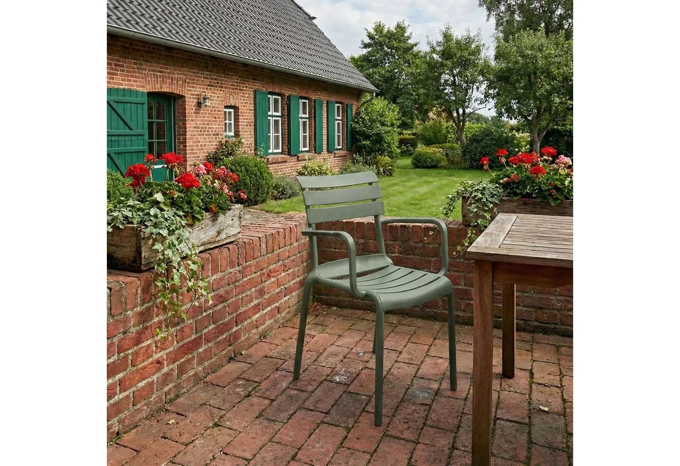 CLP Gartenstuhl Joliya Oliv wetterfest UV-beständig stapelbar - Bild 3