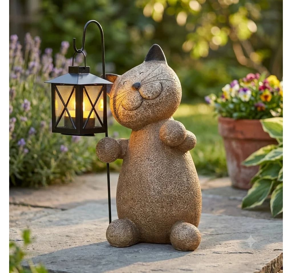 Home-trends24.de LED-Dekofigur Katze mit Laterne - Bild 2
