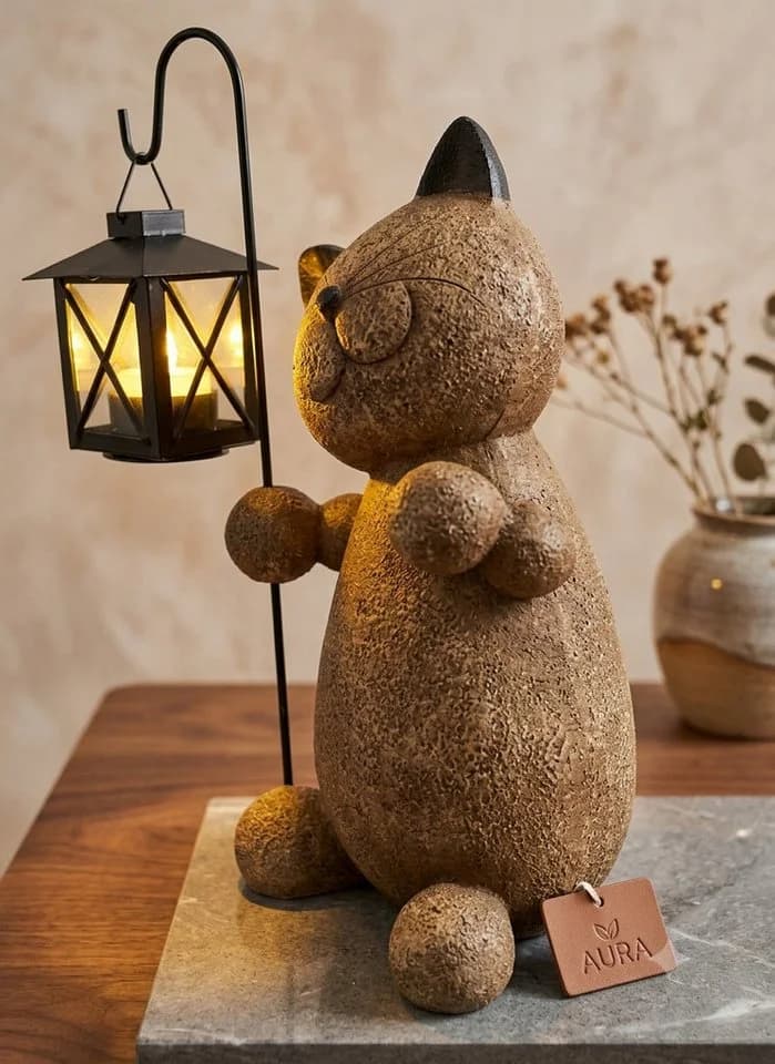 Home-trends24.de LED-Dekofigur Katze mit Laterne - Bild 4