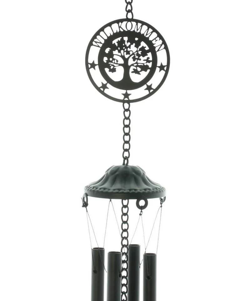 Windspiel Metall Lebensbaum mattschwarz 80cm - Bild 3