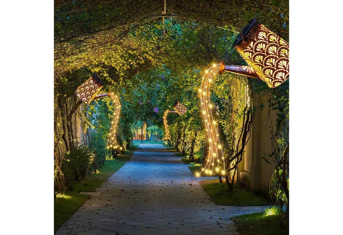 LQWELL Solar Gießkanne mit LED Lichterkette Retro Design Warmweiß - Bild 2
