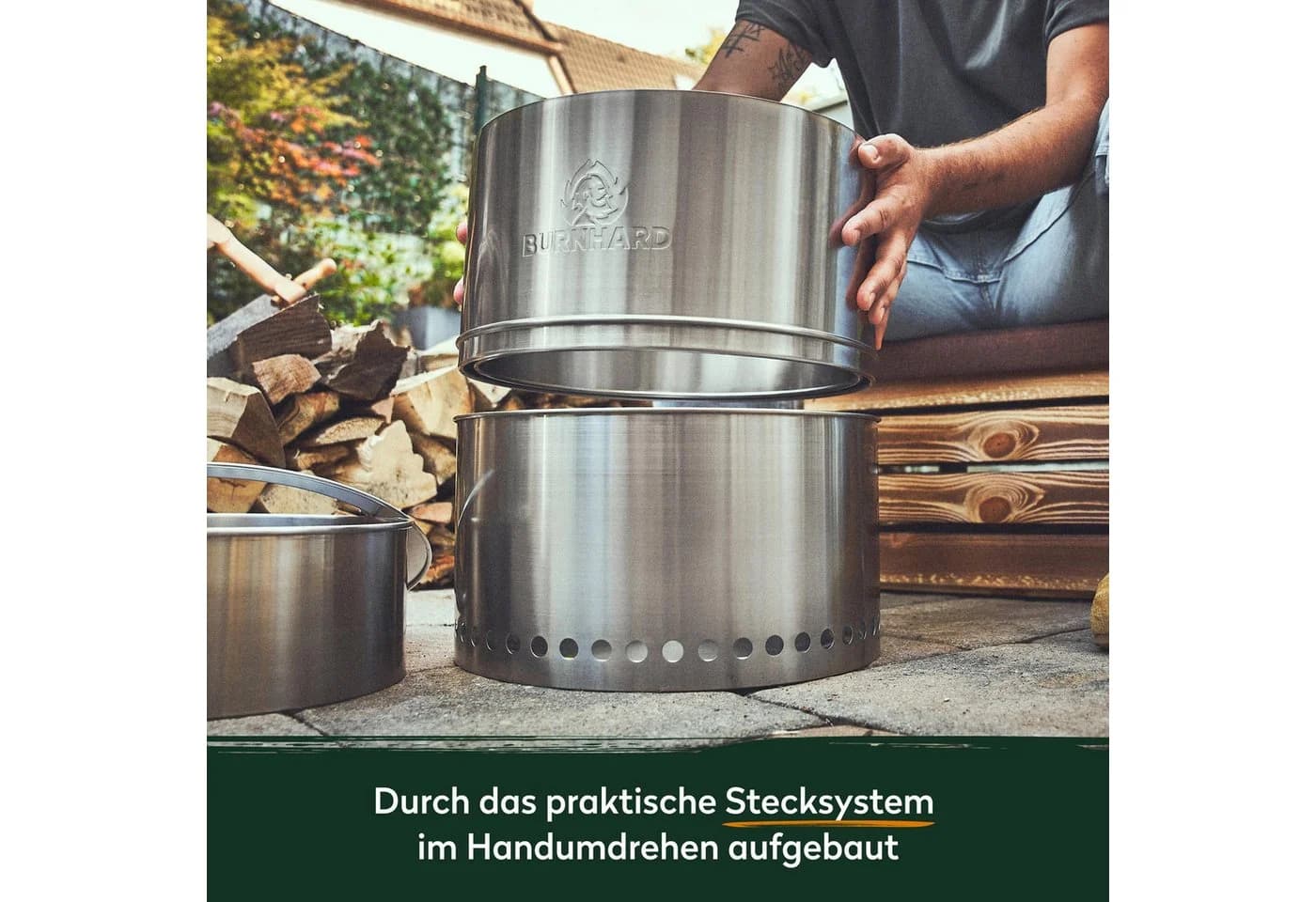 BURNHARD® Feuerschale Silber 50 cm - Bild 5