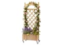 COMHOMA Blumenkasten Rankgitter Holz mit Rollen Bild 2