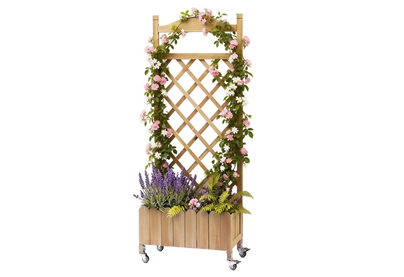 COMHOMA Blumenkasten Rankgitter Holz mit Rollen - Bild 2