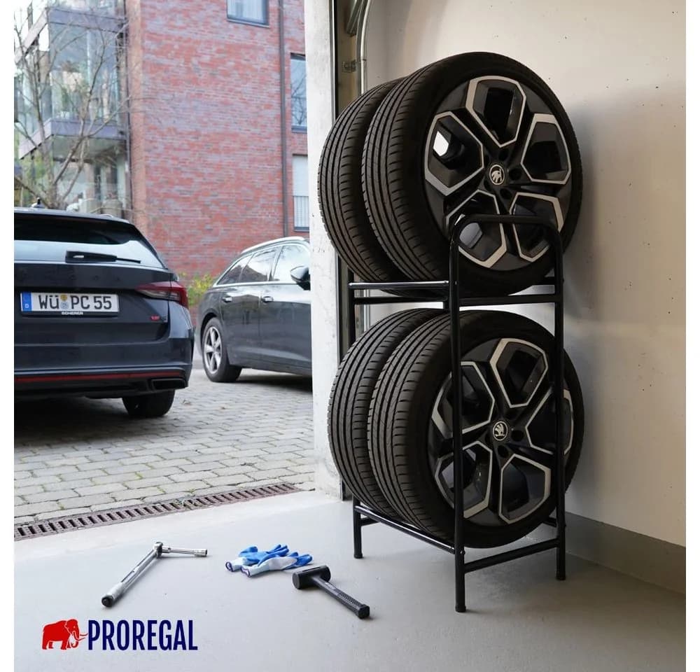 PROREGAL® Reifenregal CARRERO für 4-8 Reifen Schwarz - Bild 5