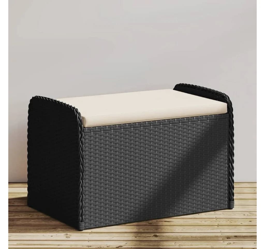 furnicato Gartenbank mit Stauraum Schwarz PE-Rattan