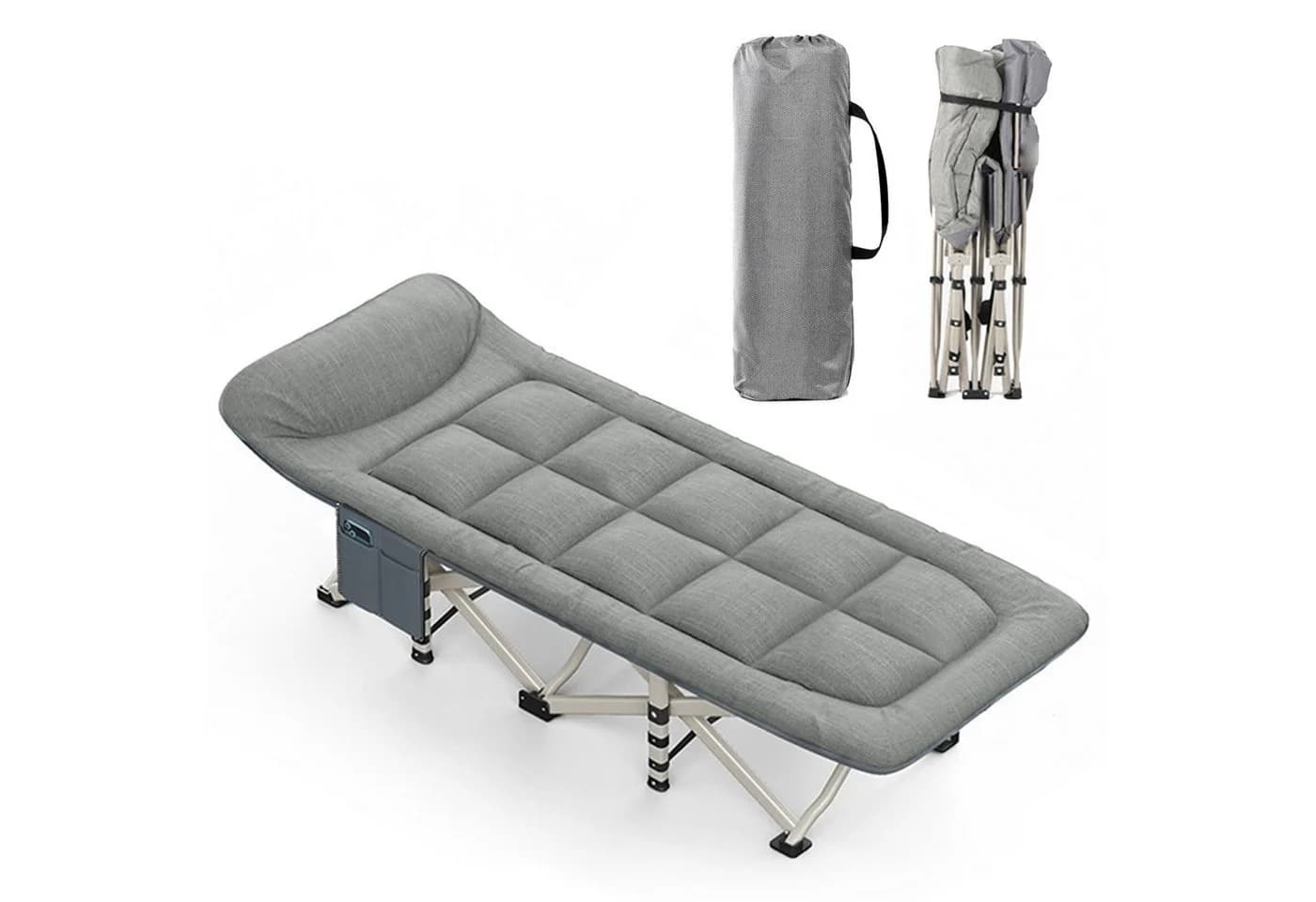 CALIYO Feldbett Campingbett Grau Faltbar mit Kissen - Bild 2