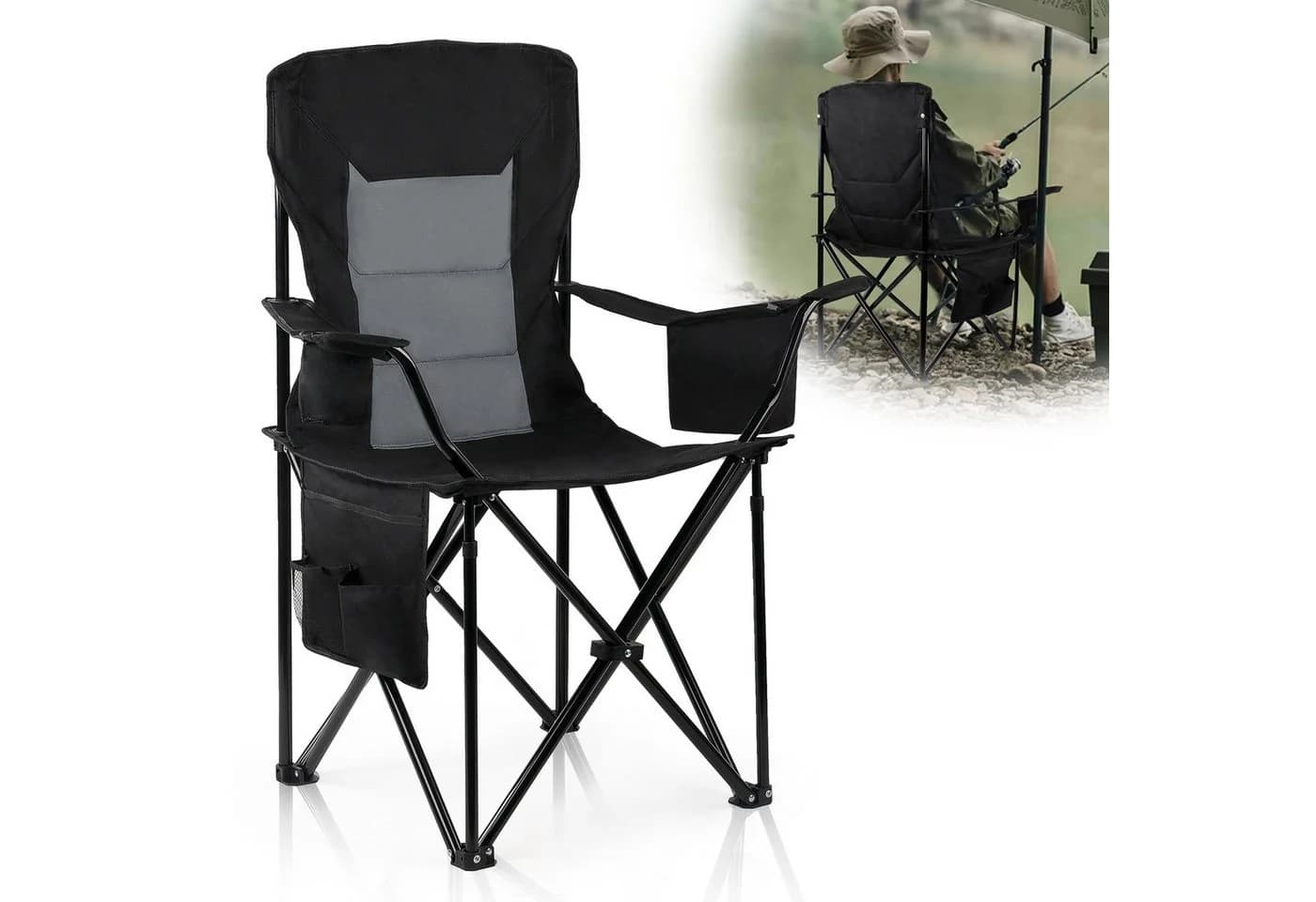 CALIYO Klappstuhl Campingstuhl mit Getränkehalter & Kühlfach - Bild 2