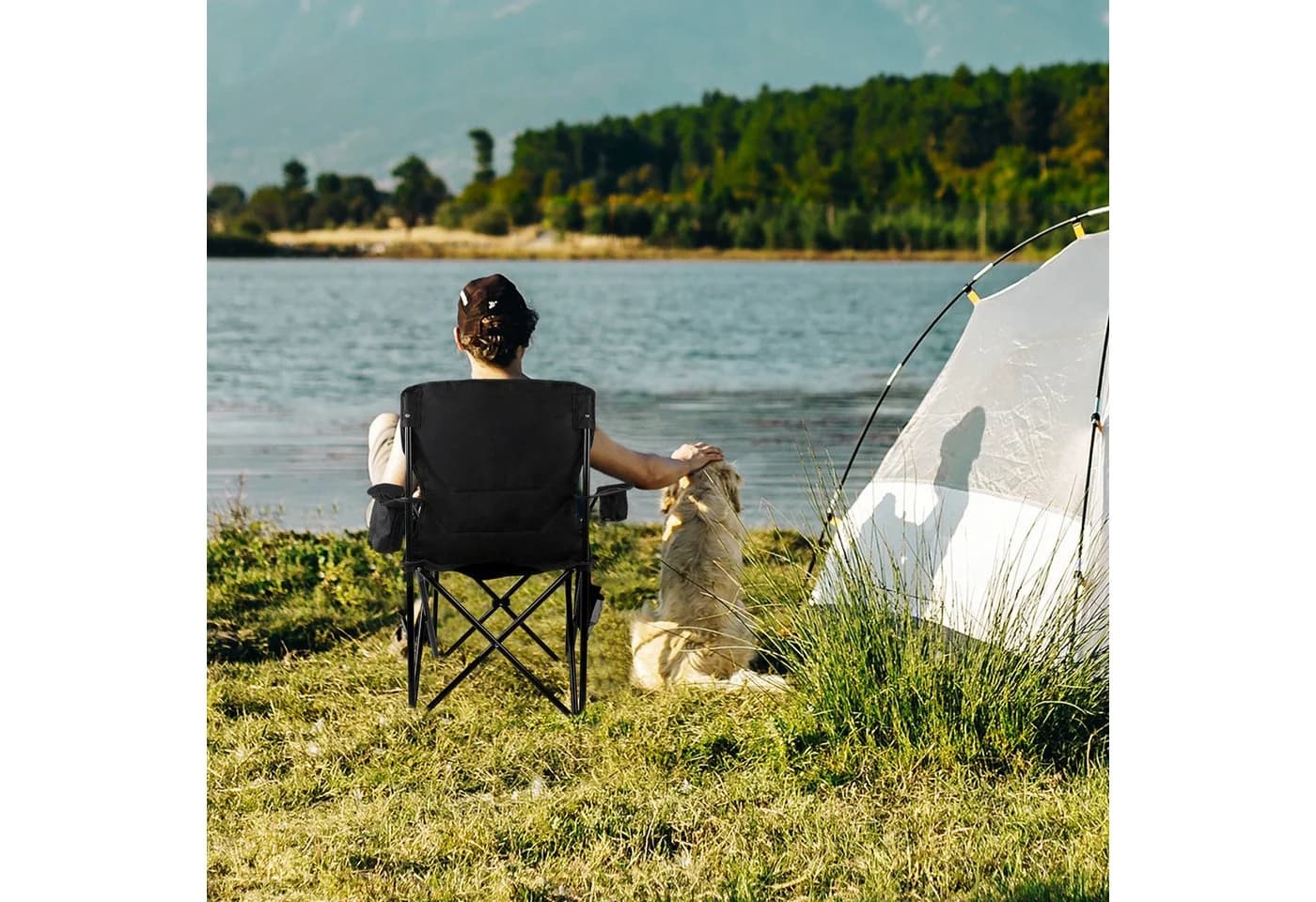 CALIYO Klappstuhl Campingstuhl Faltbar mit Getränkehalter und Kühlfach