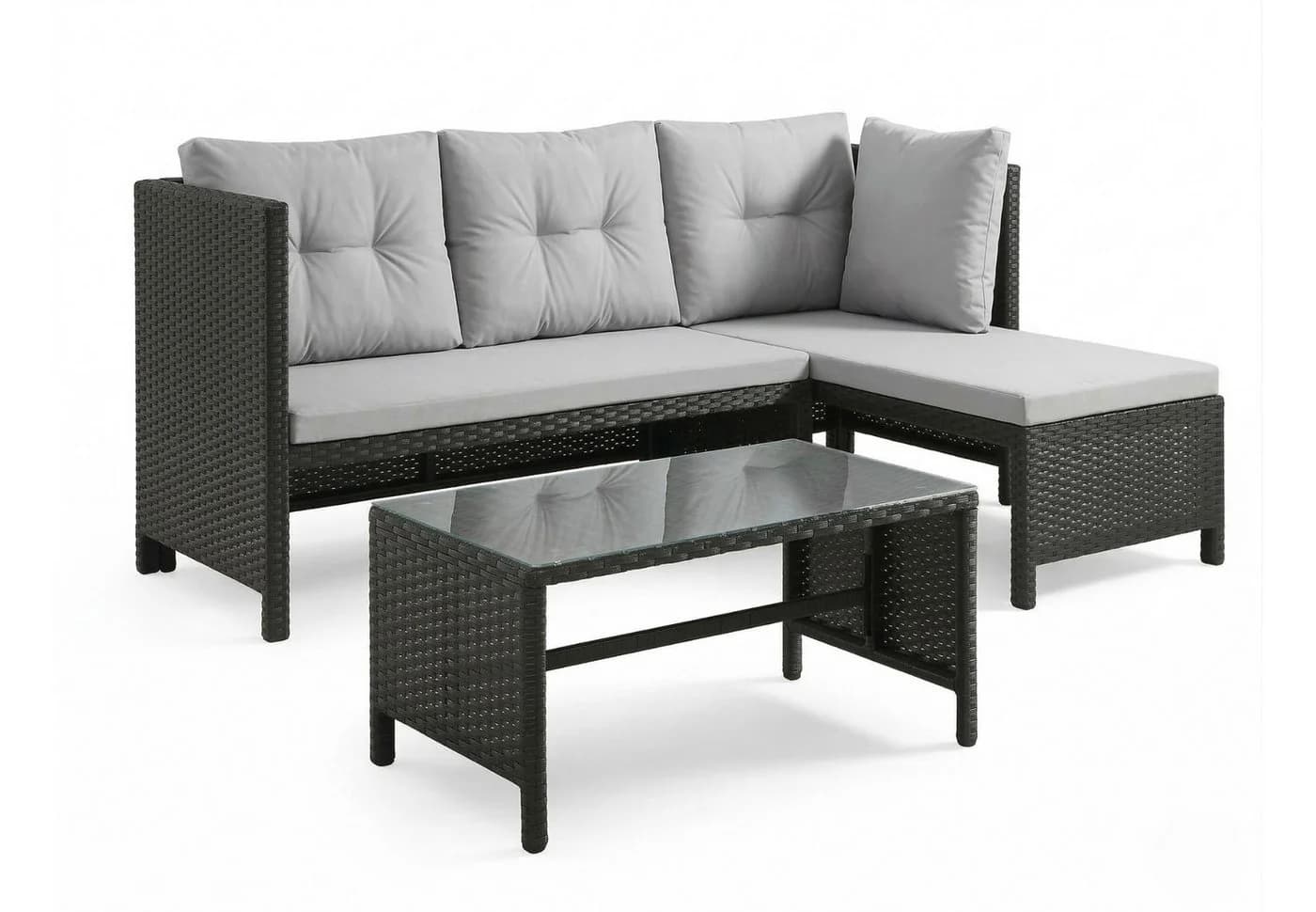 Home Collective Gartenlounge-Set Outdoor Sofa Polyrattan Schwarz