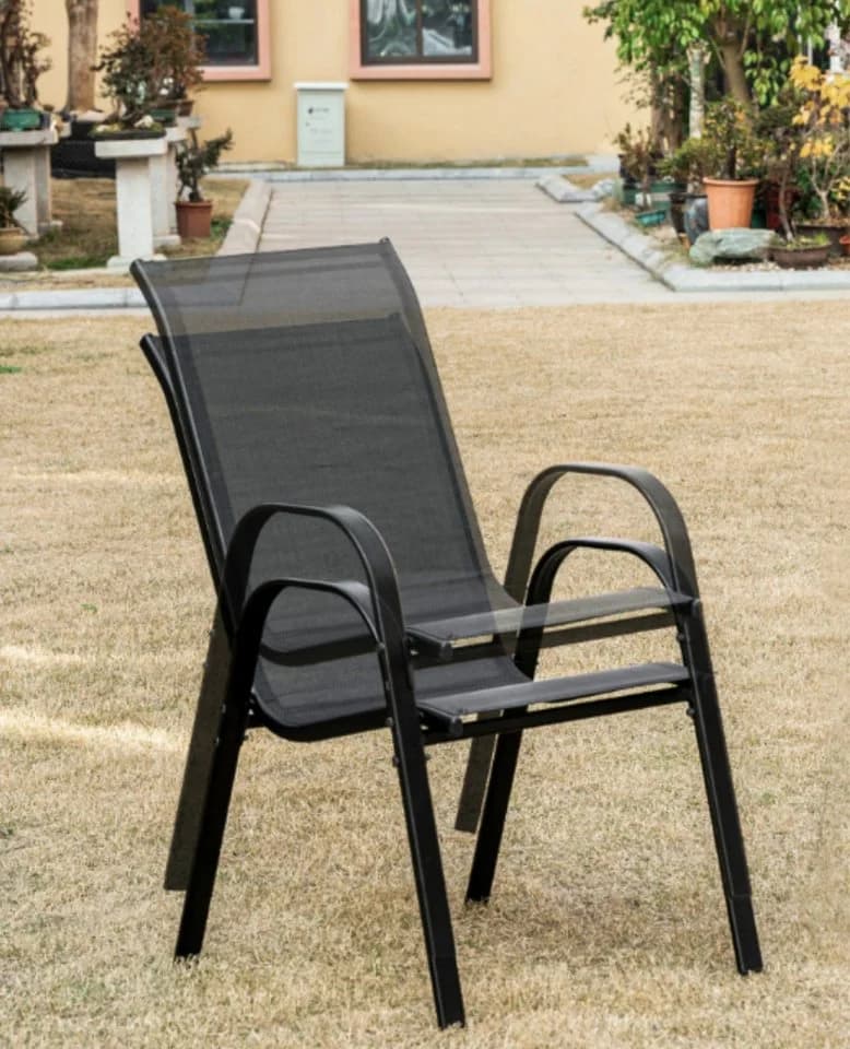 Home Collective 4er Set Gartenstuhl Stapelbar Dunkelgrau Metall - Bild 4