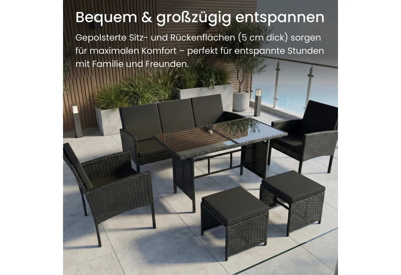 Home Collective Gartenlounge-Set 7-Sitzer Outdoor Sitzgruppe Polyrattan - Bild 3