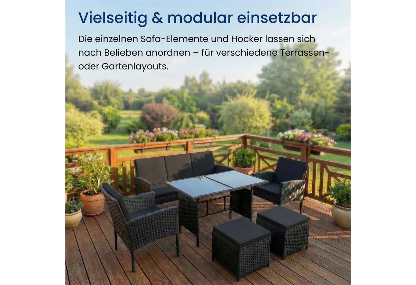 Home Collective Gartenlounge-Set 7-Sitzer Outdoor Sitzgruppe Polyrattan - Bild 4