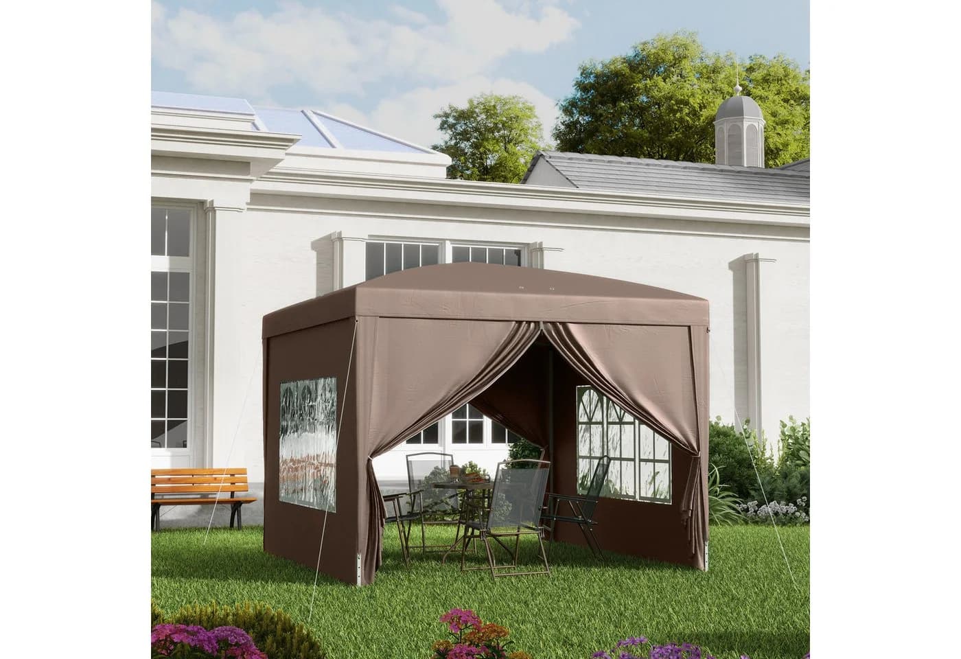 Outsunny Faltpavillon 3x3m Partyzelt mit 4 Seitenteilen - Bild 2