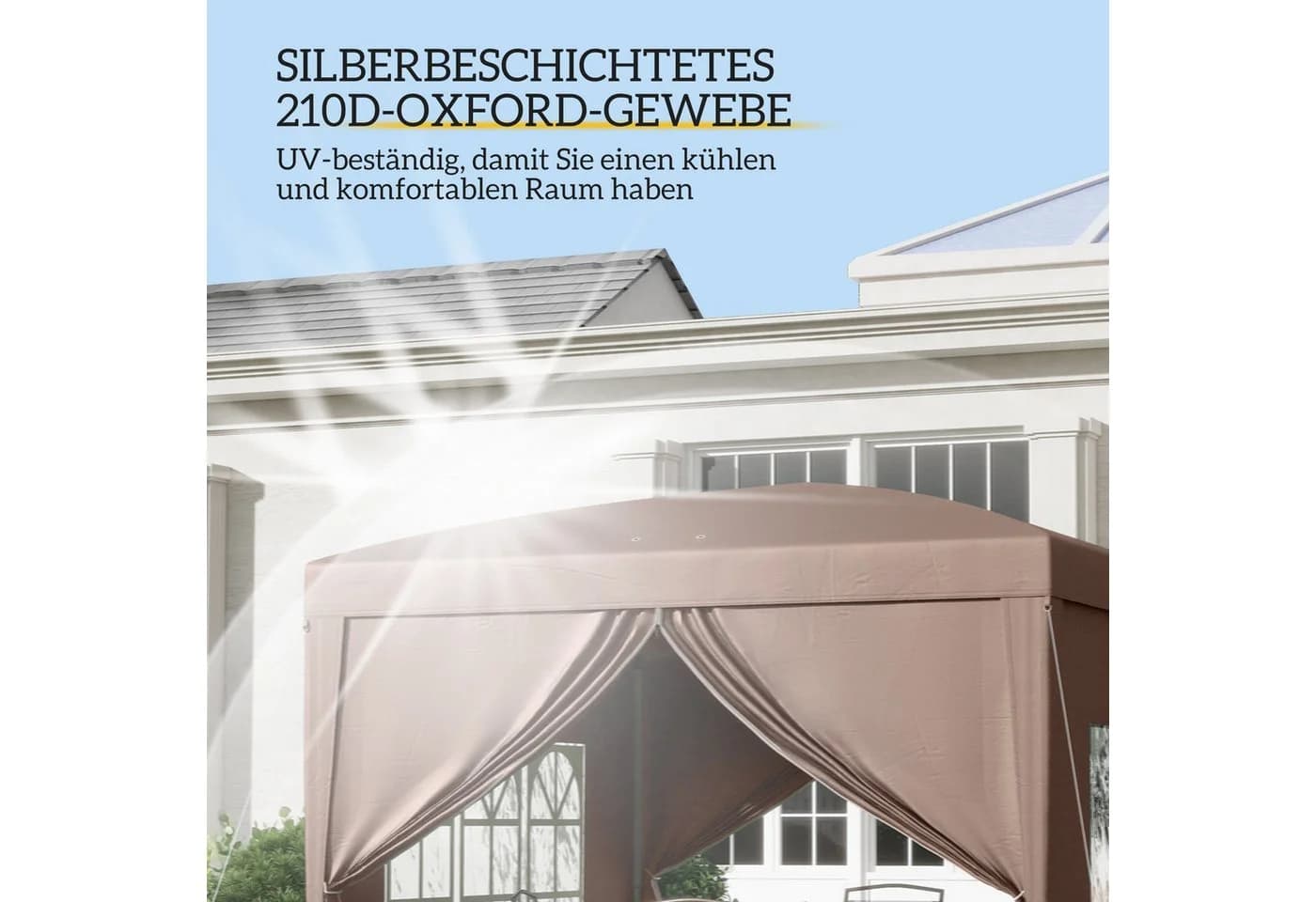 Outsunny Faltpavillon 3x3m Partyzelt mit 4 Seitenteilen - Bild 5