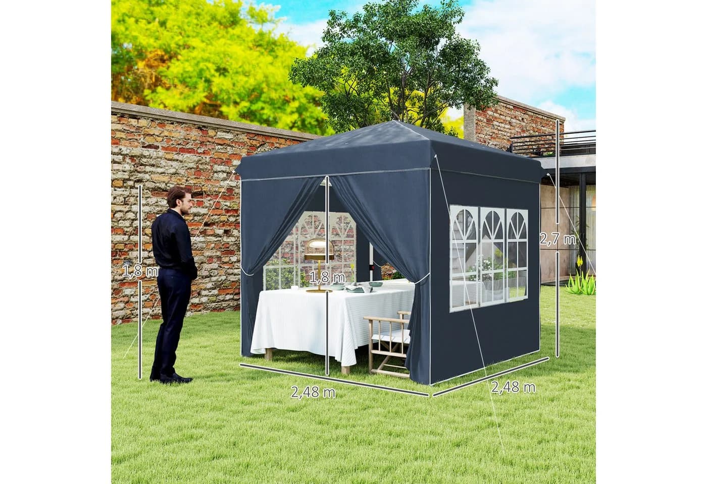 Outsunny Faltpavillon 2,5x2,5m UV Schutz 50+ Blau - Bild 3