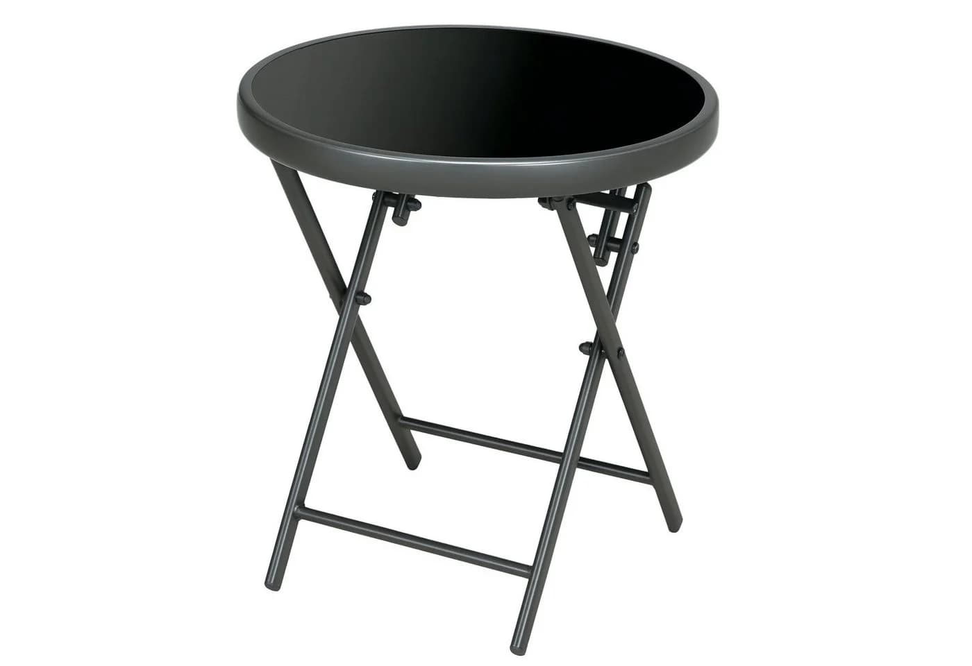 Outsunny Klapptisch aus Glas rund Schwarz