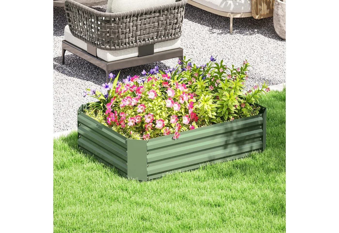 Outsunny Hochbeet aus Stahl Dunkelgrün - Bild 2