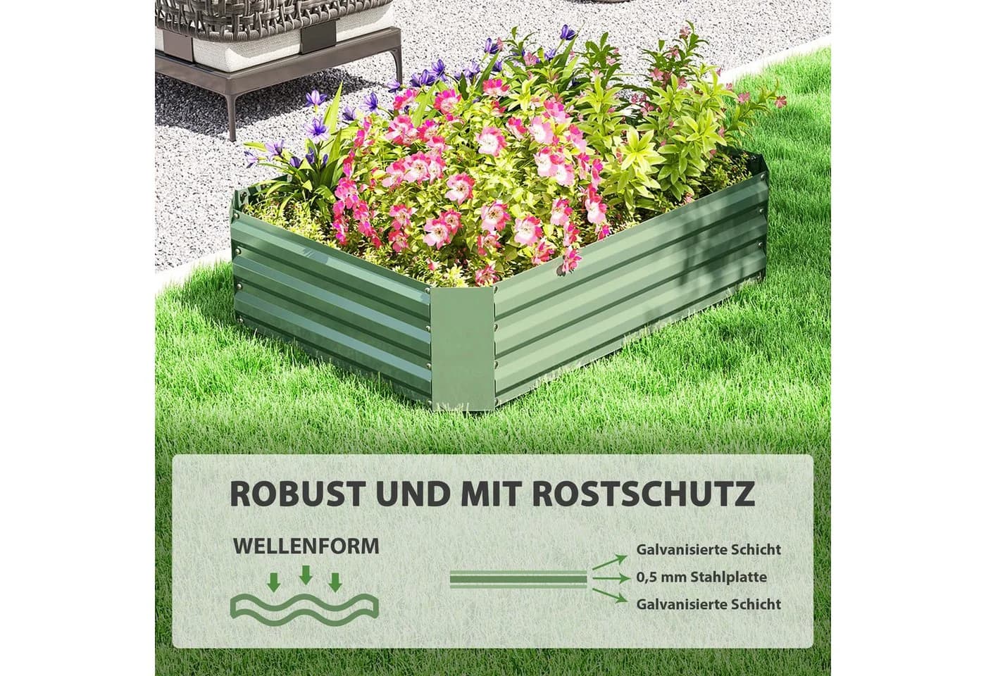 Outsunny Hochbeet aus Stahl Dunkelgrün - Bild 5