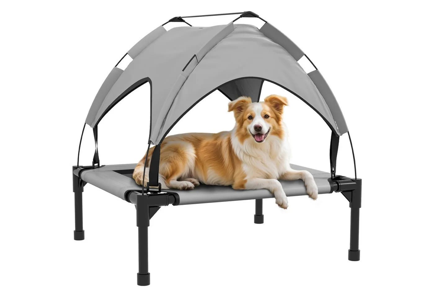 PawHut Hundebett mit Baldachin Hellgrau Outdoor