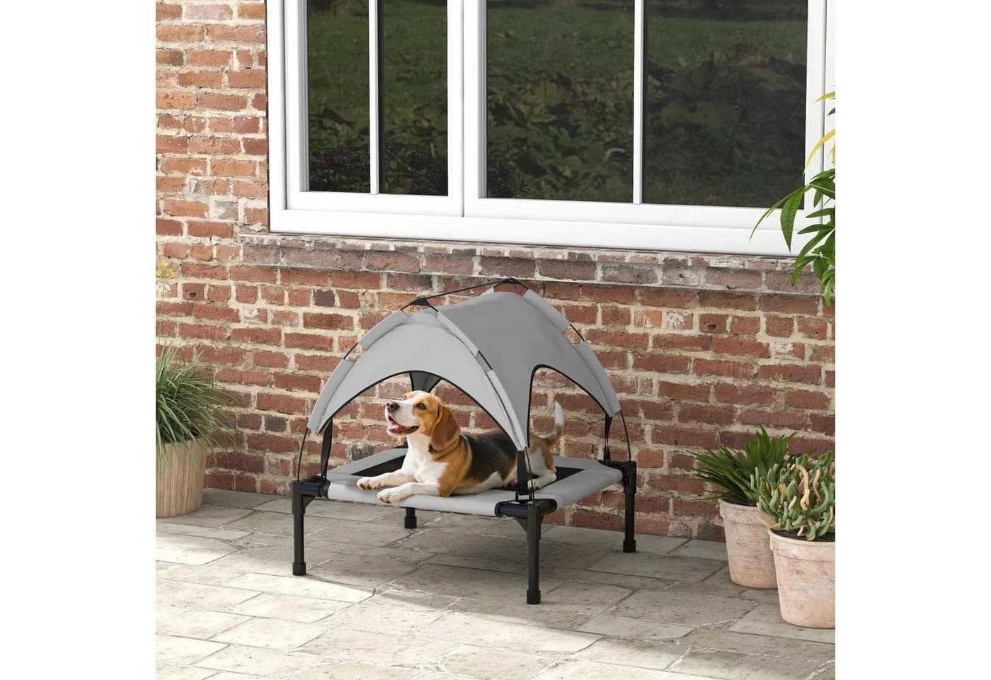 PawHut Hundebett mit Baldachin Hellgrau Outdoor - Bild 2
