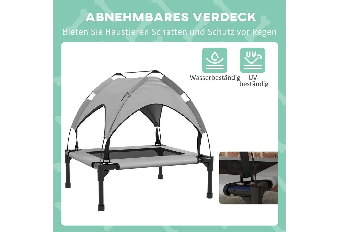 PawHut Hundebett mit Baldachin Hellgrau Outdoor - Bild 5