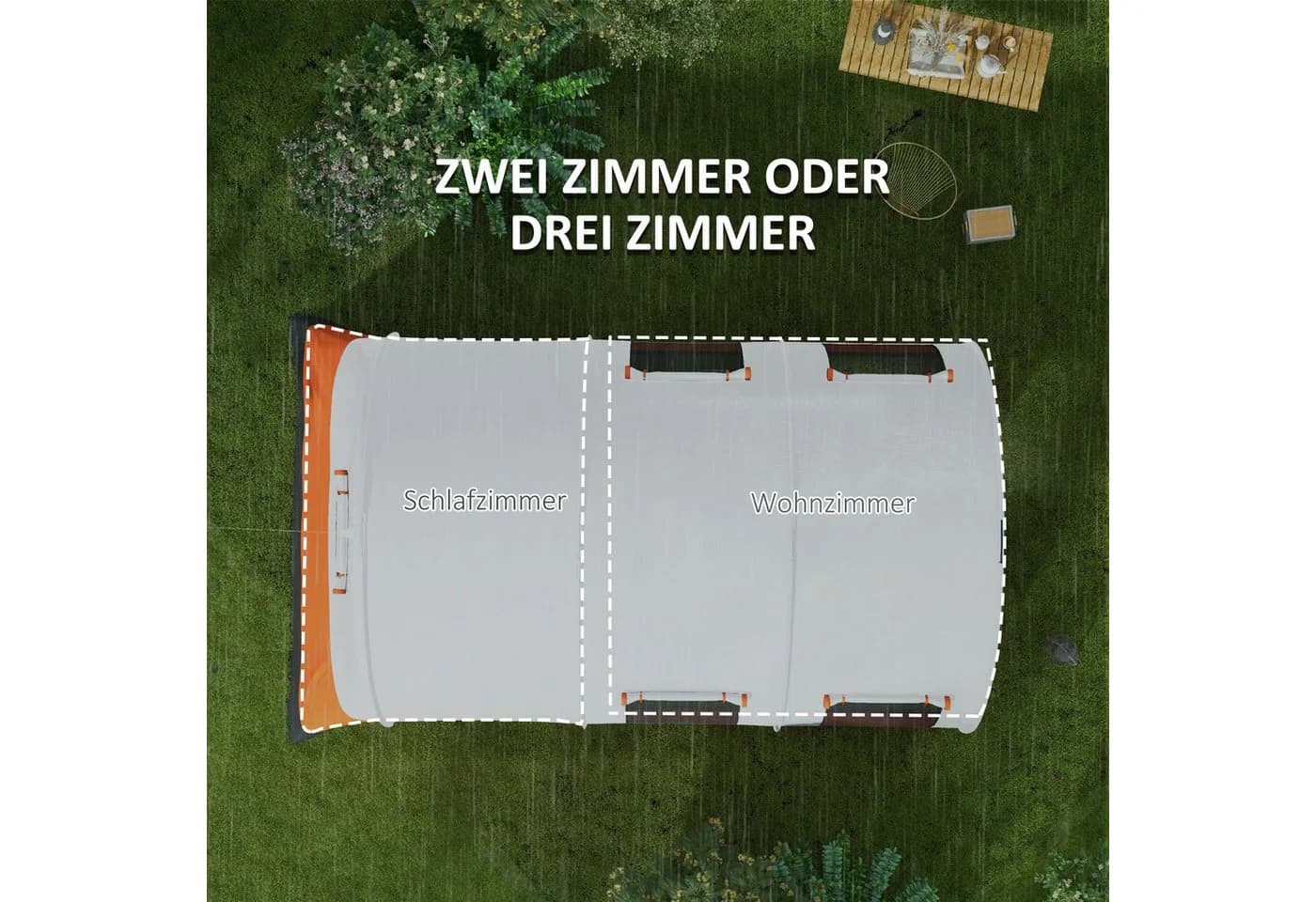 Outsunny Tunnelzelt 6 Personen Cremeweiß - Bild 4