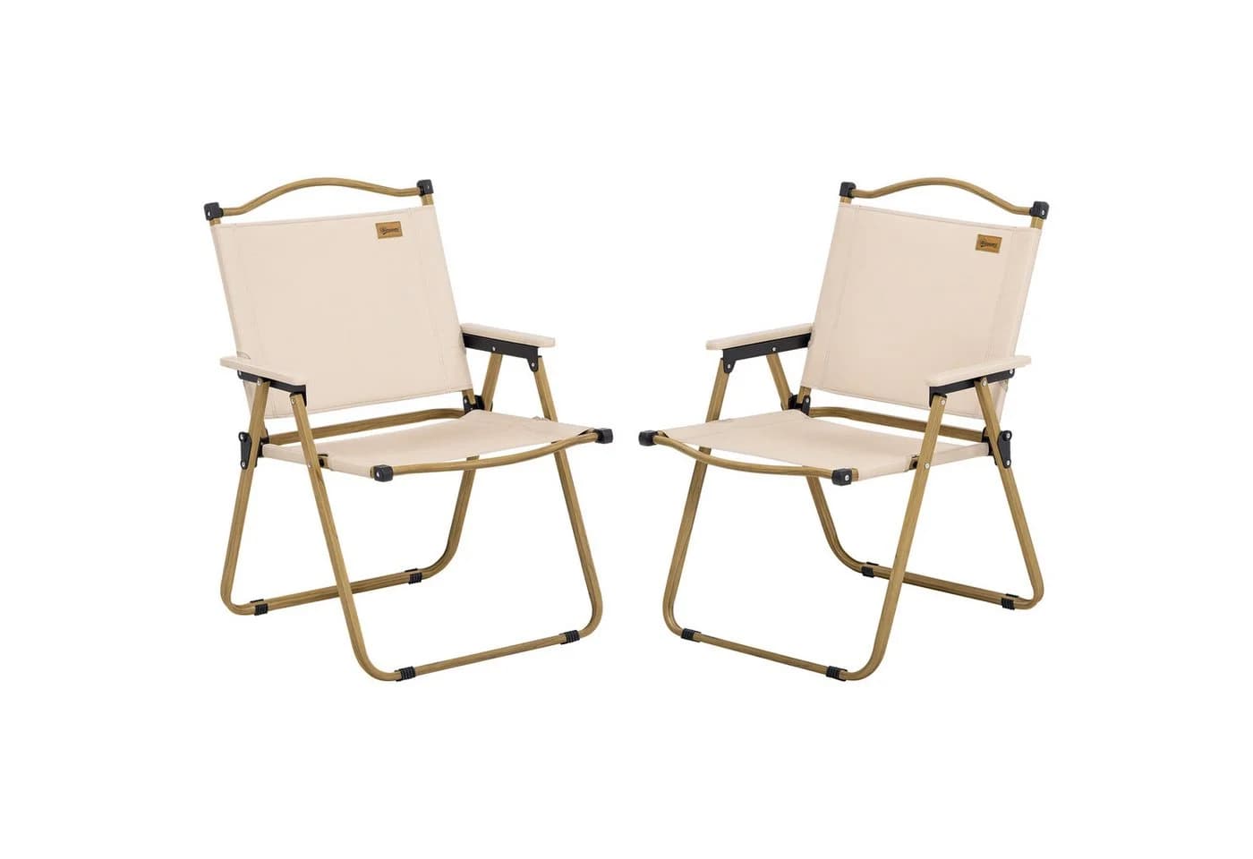 Outsunny Campingstuhl 2er Set Klappbar Khaki Stahl