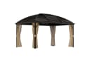 Outsunny Gartenpavillon 4x3m mit Hardtop, Moskitonetz & Seitenteilen, Braun Bild 2