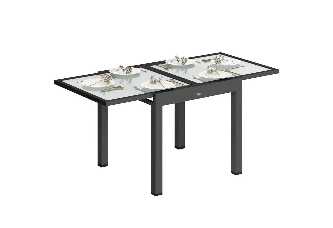 Outsunny Gartentisch ausziehbar Aluminium Schwarz