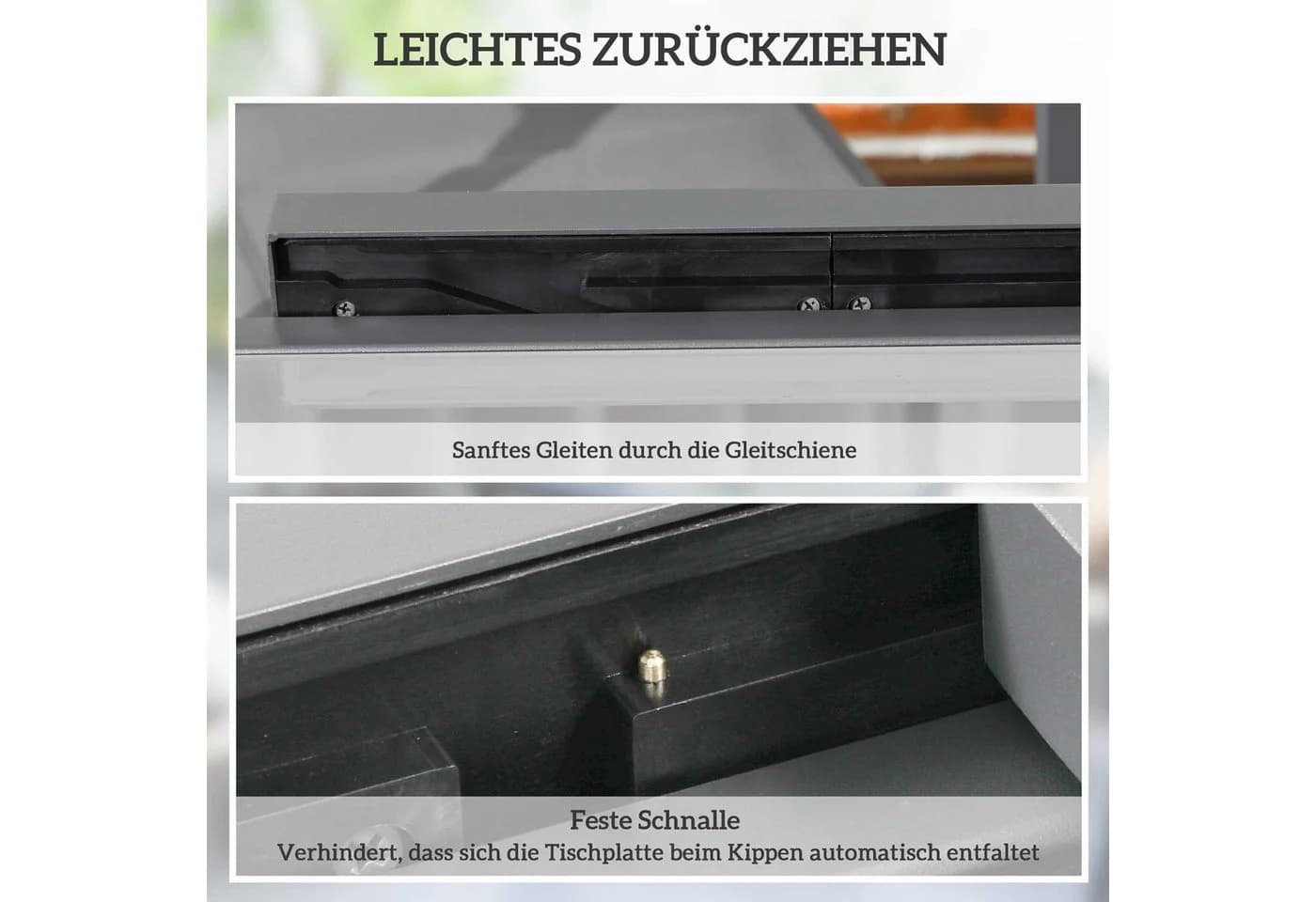 Outsunny Gartentisch ausziehbar Aluminium Schwarz - Bild 5