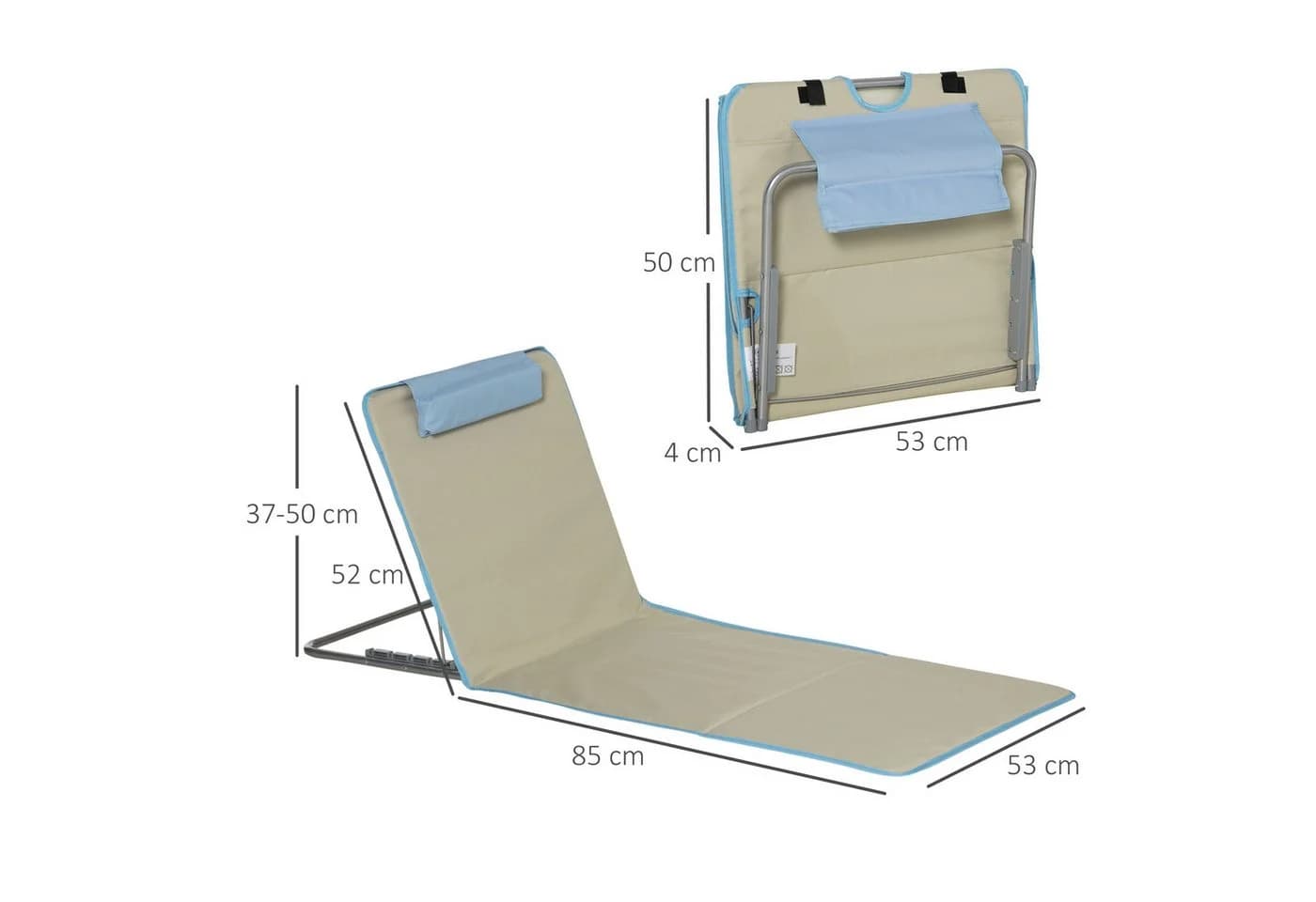 Outsunny Gartenliege Faltbar mit Tragetasche 2er Set Beige - Bild 3