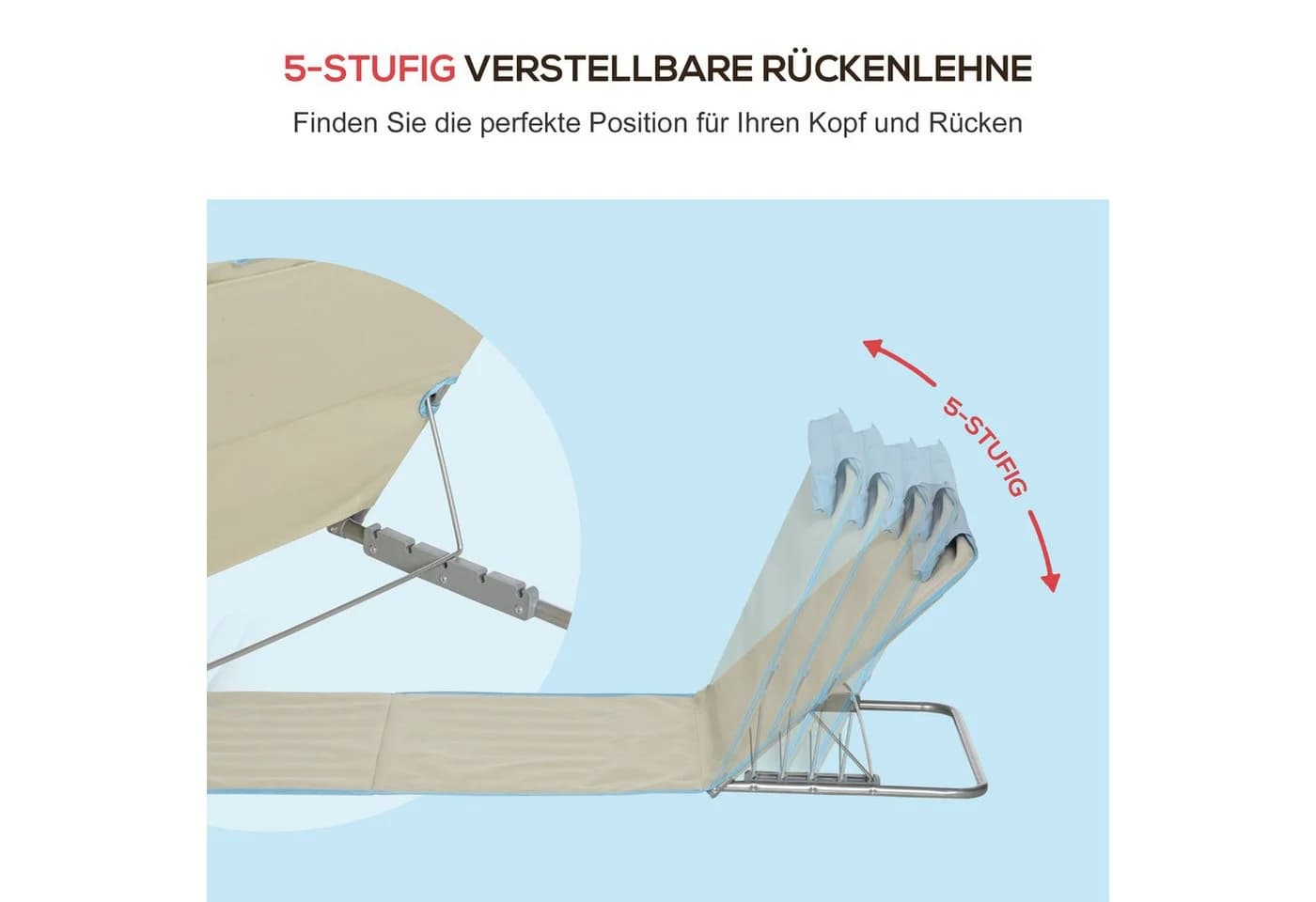 Outsunny Gartenliege Faltbar mit Tragetasche 2er Set Beige - Bild 4