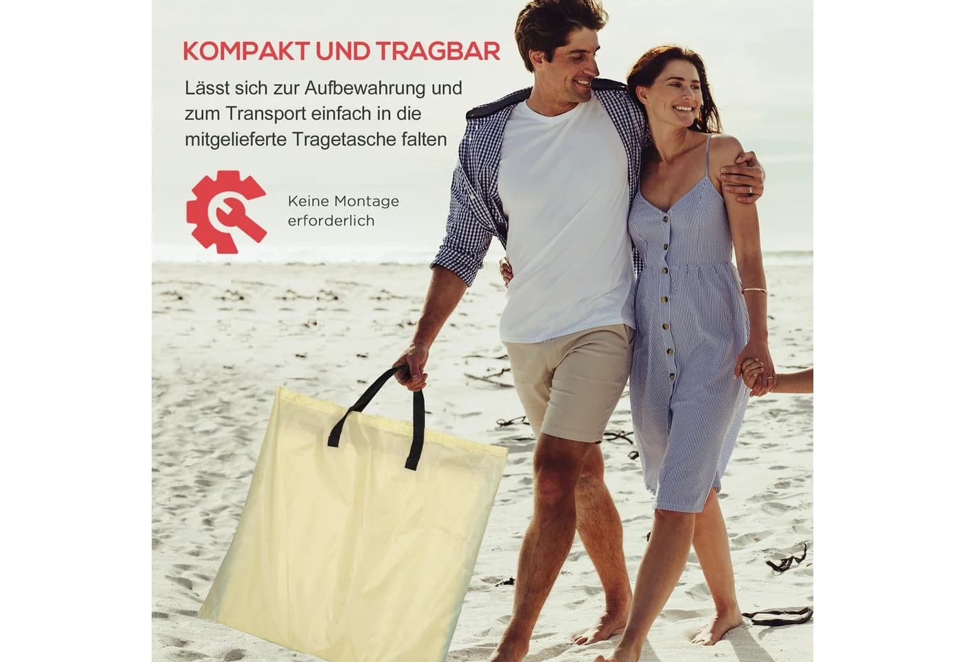 Outsunny Gartenliege Faltbar mit Tragetasche 2er Set Beige - Bild 5