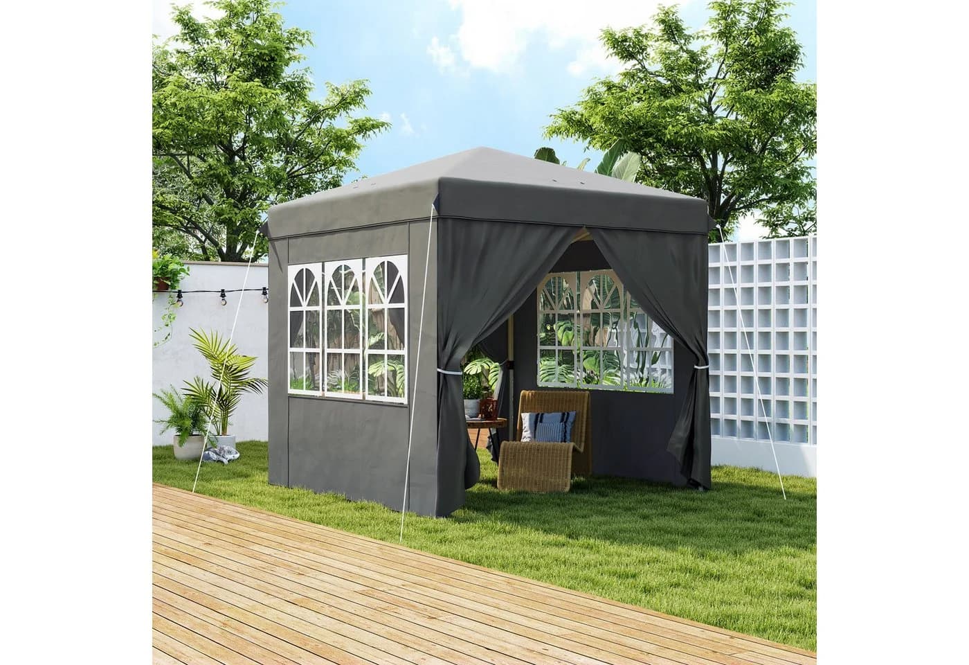 Outsunny Faltpavillon 2,5x2,5m UV-Schutz 50+ Dunkelgrau - Bild 2