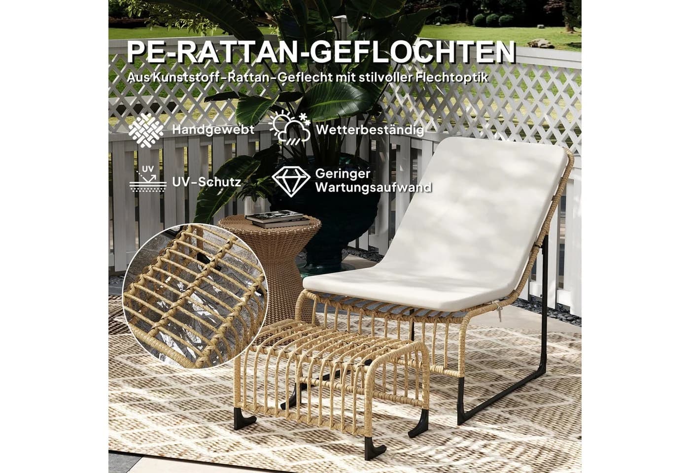 Outsunny Sitzgruppe mit Kissen 2-tlg. UV-beständig Naturholz - Bild 4