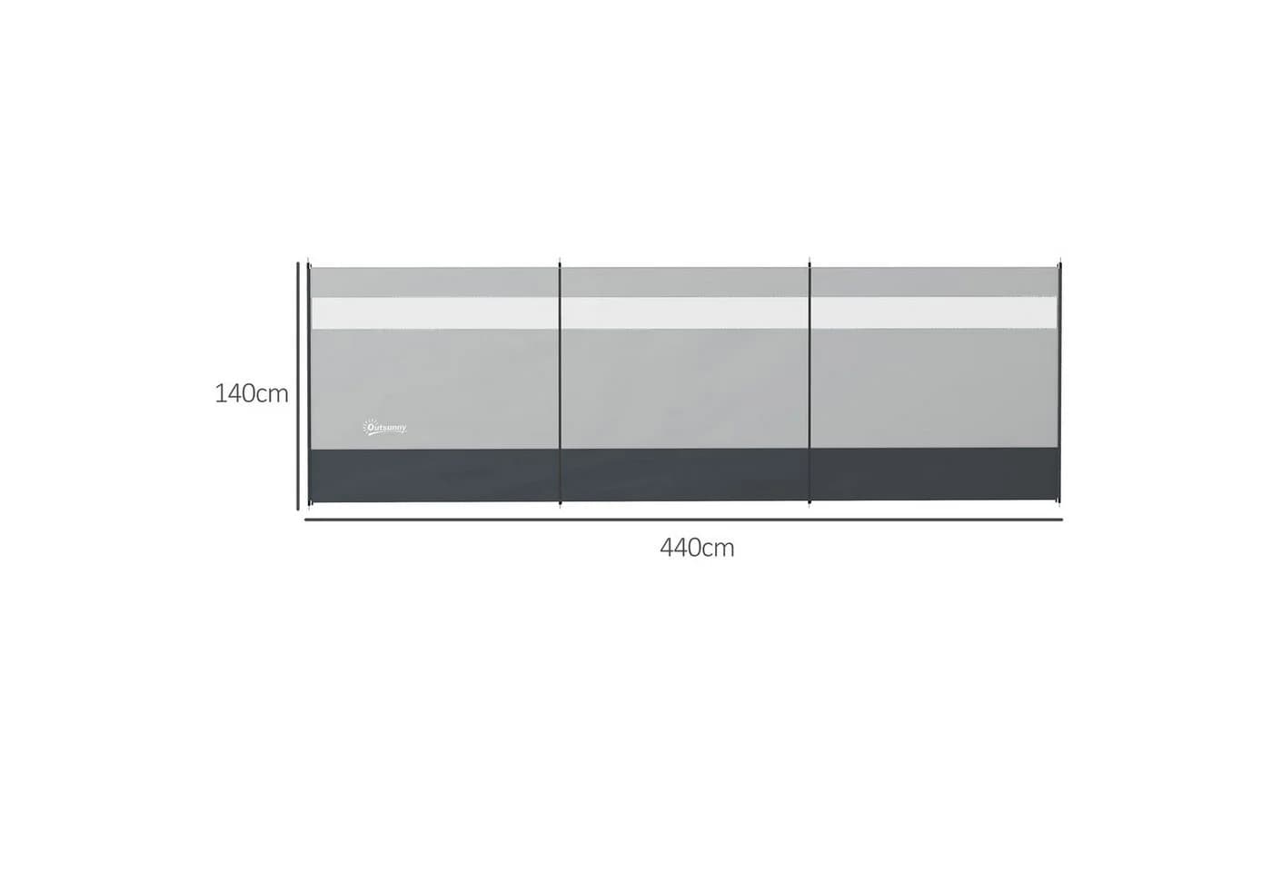 Outsunny Windschutz mit Sichtfenster Grau 440x140 cm - Bild 3