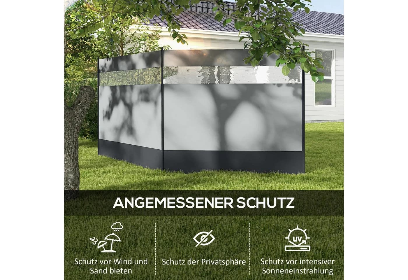 Outsunny Windschutz mit Sichtfenster Grau 440x140 cm - Bild 4