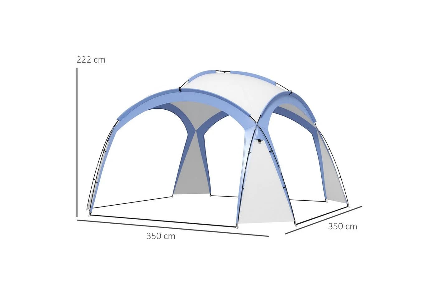 Outsunny Partyzelt 3,5x3,5m Blau/Weiß wasserabweisend - Bild 3
