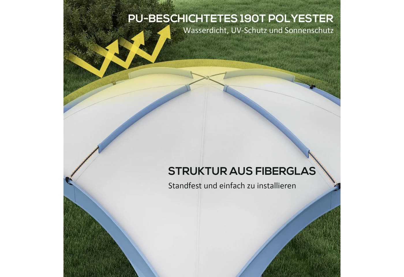 Outsunny Partyzelt 3,5x3,5m Blau/Weiß wasserabweisend - Bild 4