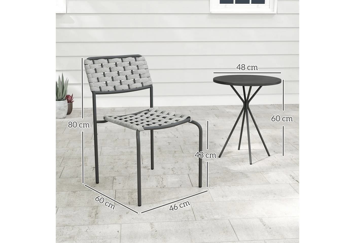 Outsunny Gartenlounge-Set 3-tlg. Grau Polyrattan Stapelbar - Bild 3