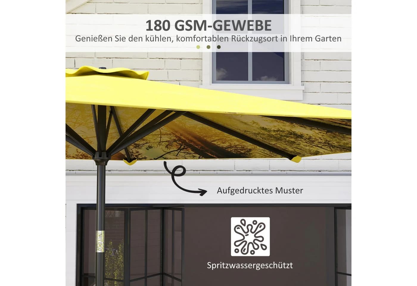 Outsunny Sonnenschirm Gelb mit Handkurbel - Bild 5