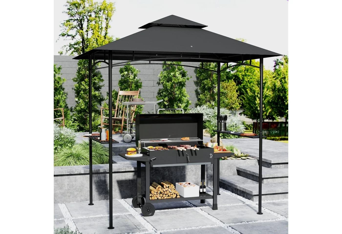 Outsunny Grillpavillon mit LED Dunkelgrau - Bild 2