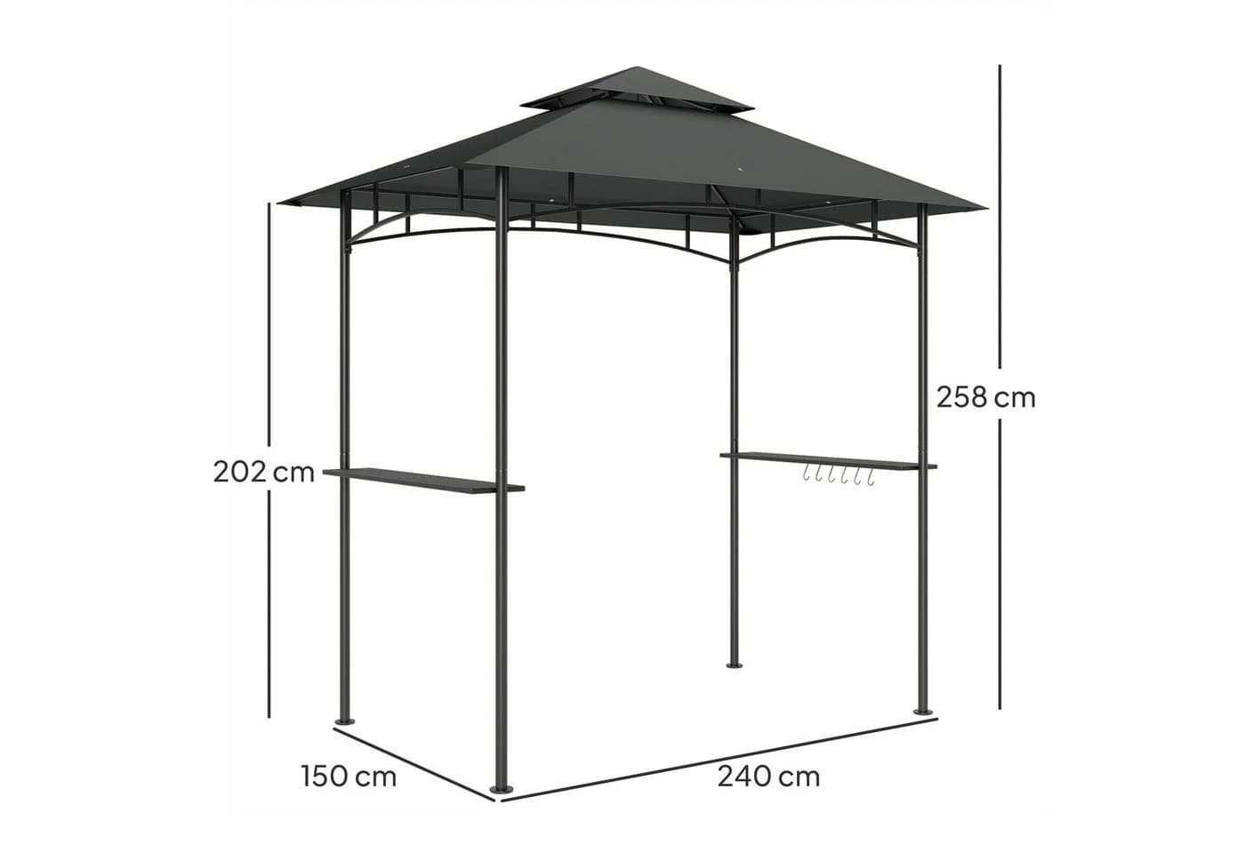 Outsunny Grillpavillon mit LED Dunkelgrau - Bild 3
