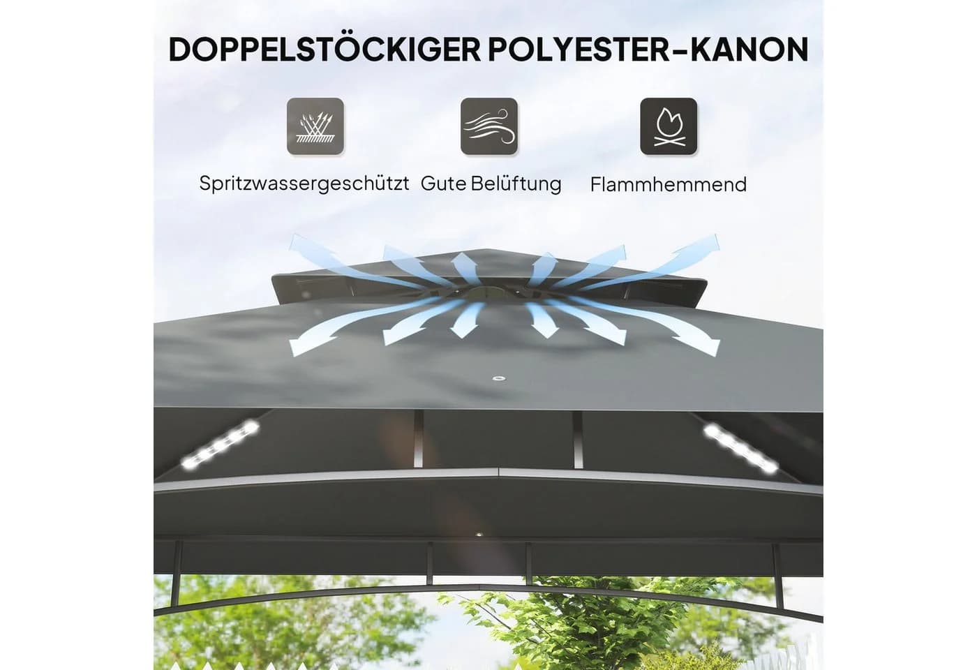 Outsunny Grillpavillon mit LED Dunkelgrau - Bild 4