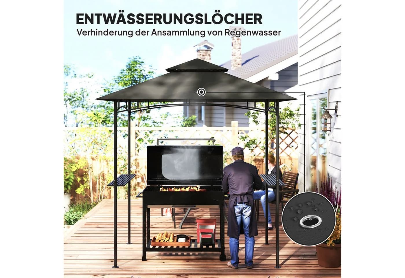 Outsunny Grillpavillon mit LED Dunkelgrau - Bild 5