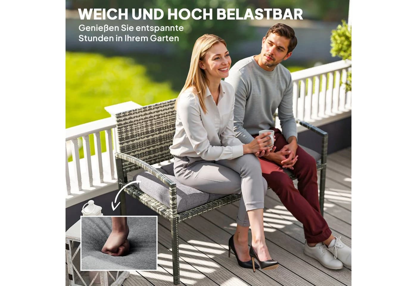 Outsunny Bankauflage mit Bändern, wasserabweisend, UPF50+ - Bild 5