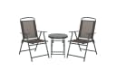 Outsunny Balkonset 3-teilig Braun Metall mit klappbarem Glastisch Bild 1